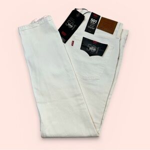 Levi's Women's 30/28 Off-White/Ivory 501S High Rise Button Fly Skinny Jeans